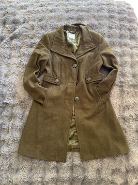 Old Navy Women's Olive Green Wool-Blend Pea Coat